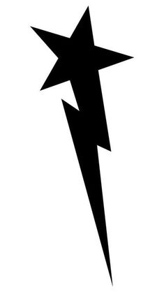 a black and white image of a star with a lightning bolt on it's side