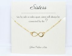 Personalized Sister Gift - Sister Infinity Necklace Sister Necklaces For 2, Infinity Necklace Gold, Delicate Gold Necklace, Sister Bracelet, Sister Jewelry, Sister Necklace, Infinity Necklace, Note Card, Perfect Gift For Her