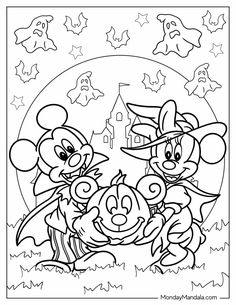 Halloween Disney Coloring Pages, Free Disney Halloween Coloring Pages, Minnie Mouse Halloween Coloring Pages, Free Printable Color By Number Pages, Halloween Coulering Pages, Disney Birthday Coloring Pages, Mickey Halloween Coloring Pages, Disney Halloween Printables, Disney Fall Coloring Pages