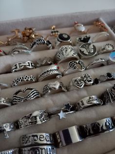 #rings Thumb Rings Aesthetic, Grunge Rings Aesthetic, Lots Of Rings Aesthetic, Edgy Rings Aesthetic, Grunge Jewelry Aesthetic, Rings Edgy, Alt Rings, Rings Grunge, Silver Rings Aesthetic