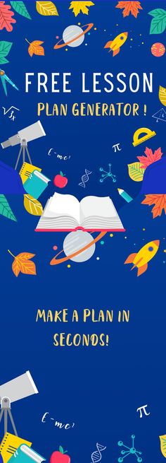 an open book with the title, free lesson plan generator make a plan in seconds