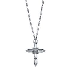 Silver Tone Large Crystal Cross Pendant Necklace 28In Beauty Necklace, 1928 Jewelry, Crystal Cross, Vintage Inspired Jewelry, Cameo Jewelry, Large Crystal, Creating Jewelry, Cross Pendant Necklace, Large Crystals