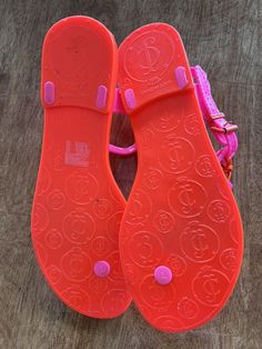 Juicy Couture Pink Orange Tassel Adjustable Buckle Jelly Sandals Size 7  | eBay Jelly Sandals, Pink Orange, Juicy Couture, Women's Shoes Sandals, Pink And Orange, Jelly, A Couple, Shoes Sandals, Tassels