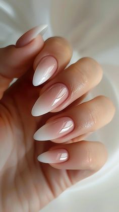 Top 40 Frombre French Manicure Ombre Nail Designs Trending Right Now Oval Ombré Nails, Ombré French Dip Nails, French Ombré Chrome, Chrome Ombre French Tip Nails, Neutral Ombre Nails Almond, Blended French Nails, Ombre French Almond Nails, Ombré French Manicure, Bridal Ombre Nails