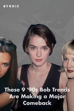 These 9 '90s Bob Trends Are Making a Major Comeback 90s Bob Hairstyles Black Women, Earrings With Bob Haircut, Micro Bob Fine Hair, Curtain Bob Haircuts, Monica Geller Short Haircut, Nineties Bob Haircut, Short Bob 90s Haircuts, Kristen Wig Short Hair, 90s Bob Side Part