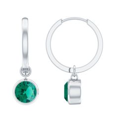 Your good day just got better with our Solitaire Hoop Earrings. Grab these amazing Created Emerald Earrings for your blooming lady love. These Contemporary Hoop Earrings are embellished with Brilliant Round Cut Created Emerald set in a Bezel Setting as solitaire, crafted in Gold. Anniversary Hoop Earrings With Bezel Setting, Hoop Earrings With May Birthstone Gemstone, May Birthstone Gemstone Hoop Earrings, Bezel Set Hoop Huggie Earrings As Gift, Hoop Huggie Earrings With Bezel Setting As Gift, Gift Huggie Hoop Earrings With Bezel Setting, Sterling Silver Birthstone Hoop Earrings, Emerald Set, Lab Created Emerald