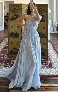 Item Descriptions: Silhouette:A Line Waist: Natural Sleeve Length:Sleeveless Fabric:Chiffon Shown Color:Pale Blue Built-In Bra: Yes فستان سهرة, Glam Dresses, Dress Inspo, Evening Dresses Long, Guest Outfit, Prom Party Dresses, Looks Style, Evening Dresses Prom, Looks Vintage