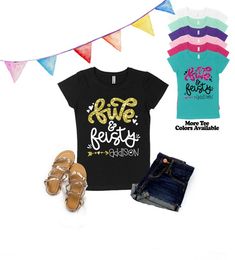 Personalized "Five & Feisty" is the perfect birthday shirt for your feisty and sassy little 5 year old!►Need to add a name and/or number to the back of these tees? No problem, you can purchase the additional lettering here:https://www.etsy.com/listing/262819904/add-on-additional-lettering-to-the-back?ref=shop_home_active_1_______________________________________________________Every tee is handmade to order with love.Printed on our Girls' Fringe Shirts. These do run true to size, but we always ad Cute Party T-shirt With Text Print, Playful Party Tops With Letter Print, Cute Fitted Party T-shirt, Spring Party Tops With Text Print, Fringe Shirts, Girls Fringe, Big Sister T Shirt, Fifth Birthday, Kids Birthday Shirts