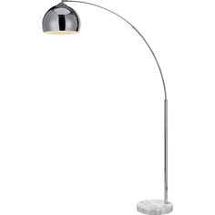 a chrome floor lamp with a marble base