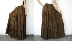 NO.5 Brownish Green Cotton Hippie Gypsy Boho Tiered Long | Etsy Long Tiered Skirt, Brownish Green, Peasant Skirt, Long Maxi Skirt, Womens Skirts, Long Maxi Skirts, Lightweight Cardigan, No 5, Long Maxi