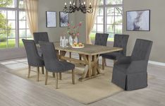 a dinning room table with chairs around it