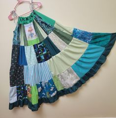 a colorful skirt hanging on the wall