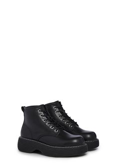 Delia's Platform Lace-Up Ankle Booties - Black – Dolls Kill