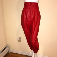 Nwt Red High-Rise Scrunched Ankle Pants, Size L, W/ Pockets. New And Unworn, Price Is Negotiable Fitted Tapered Leg Harem Pants With Elastic Waistband, Fitted Harem Pants With Tapered Leg And Elastic Waistband, Red Non-stretch Spring Harem Pants, Chic Fitted Harem Pants With Pockets, Fitted High-waisted Solid Color Harem Pants, Fitted High-waisted Harem Pants, Red Stretch Harem Pants, Stretch Red Harem Pants, Red Tapered Leg Bottoms For Fall