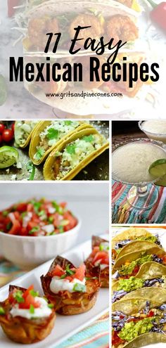 mexican food with the title overlay that says 17 easy mexican recipes on top and bottom