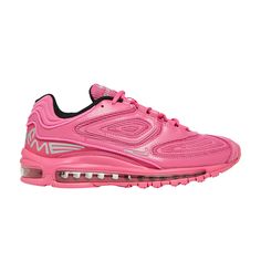 Find NIKE Supreme X Air Max 98 Tl Sp 'sicle on Editorialist. The Supreme x Nike Air Max 98 TL SP ‘Pinksicle’ presents a monochromatic colorway of the retro ‘90s running shoe made exclusively for the pioneering New York skate brand. A vibrant shade of pink suffuses the modified upper, crafted from breathable mesh with tonal synthetic leather overlays and molded TPU detailing. 3M accents add a hi-vis element to the laces, lateral-side Swoosh, and the stylized Supreme wordmark that wraps around the heel. Anchoring the sneaker is a pink-tinged full-length Max Air unit, reinforced underfoot by a color-matched rubber outsole. Casual Running Shoes With Logo-print Tongue For Sports, Pink Sneakers With Logo-print Tongue, Pink Low-top Sneakers With Logo-print Tongue, Pink Sneakers With Logo-print Tongue For Streetwear, Nike Sneakers With Logo-print Tongue For Streetwear, Sporty Pink Sneakers For Streetwear, Pink Low-top Custom Sneakers For Athleisure, Pink Custom Sneakers With Boost Midsole For Light Sports, Pink Custom Sneakers With Boost Midsole