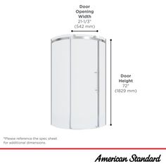 the american standard corner shower is shown with measurements