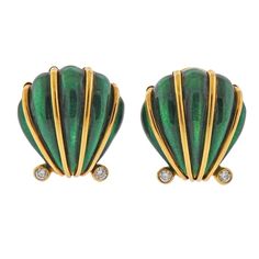 Tiffany & Co Schlumberger Enamel Diamond Shell Earrings Tiffany Wedding Rings, Jean Schlumberger, 2022 Jewelry, Earrings Multiple, Elsa Schiaparelli, Vintage Tiffany, Seashell Jewelry, Vs Diamond, Tiffany And Co