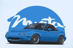 a blue sports car with the word moto written on it