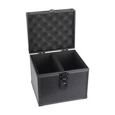 an open black box with two compartments on the top and one in the bottom,