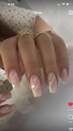 Ivory Nails Acrylic, Formal Nails Acrylic, Grad Nails, Cream Colored Nails, Ivory Nails, Formal Nails, Manicure Nail Designs, Pink Ombre Nails