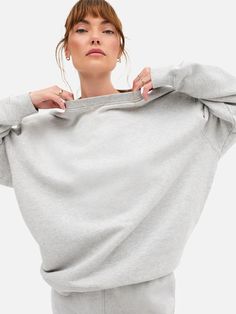 Organic Fleece Oversized Sweatshirt – MATE the Label Crewneck Vintage, Boyfriend Fit, Cotton Fleece, Oversized Sweatshirt, Grey Sweatshirt, The Label, Heather Grey, Care Instructions, Bleach