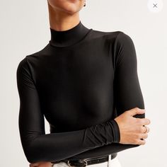 Brand New With Tags Size Small Abercrombie & Fitch Soft Matte Seamless Long-Sleeve Mock Neck Bodysuit Top Tee Denim Midi Skirt Outfit, Black Sleeveless Bodysuit, Midi Skirt Outfit, Mock Neck Bodysuit, Matte Fabric, Bodysuit Blouse, Bodysuit Top, Knit Bodysuit, Sleeveless Bodysuit