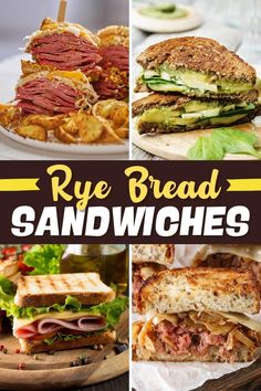 the cover of rye bread sandwiches is shown in four different pictures, with text overlay