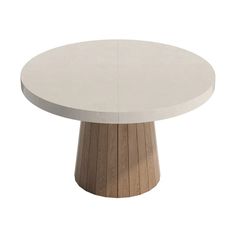 a white table with wooden base on a white background