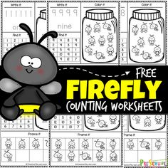 a firefly counting worksheet with the words, free printables and pictures