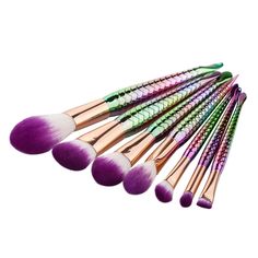 Mermaid Brush, Eye Shadow Application, Mermaid Makeup Brushes, Oval Makeup Brush, Rainbow Mermaid, Flawless Makeup Application, Makeup Brush Kit, Mermaid Makeup, Mermaid Inspired