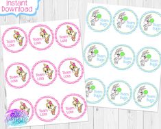 printable easter bunny stickers with the text, team lollipop on them