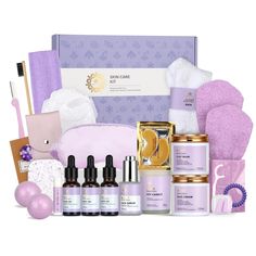 PRICES MAY VARY. FACIAL SKINCARE GIFT SET: This skincare set includes 8 Naturals skin care products that come in a giftable box perfect to nourish the skin. Included in this skin care kit are our top 8 facial skin care routine products: Face Cream, Face Oil, Serum, Clay Mask, Lip Balm, Acne Plasters, Collagen Eye Mask, Face Sponge.a BATH AND BODY CARE: This luxurious spa basket includes a full pampering spa experience! 2 Bath Bombs, Bath Oil, Handmade Soap, Body Oil, Scented Candle, Bath Puff, B Best Clay Mask, Face Sponge, Facial Skincare, Mothers Day Gift Ideas, Ingrown Nail, Skin Care Collection, Cream Face, Facial Skin Care Routine, Relaxation Gifts