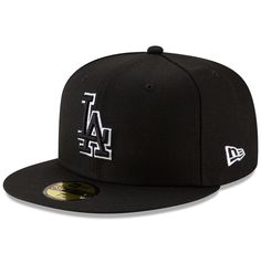 Los Angeles Dodgers New Era B-Dub 59FIFTY Fitted Hat - Black Swag Hats, Dodger Hats, Dope Hats, 59fifty Hats, Cap Fits, New Era Cap, New Era 59fifty, Fitted Caps, Los Angeles Dodgers