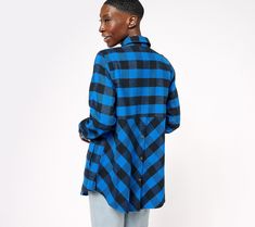 Flannel for the fashionista. The cozy style staple now boasts designer details, like buttons down the back (so you can look  and feel good coming and going!). From the Joan Rivers Classics Collection®. Big Shirts, Big Shirt, Cozy Style, Joan Rivers, Cozy Fashion, Flannel Shirt, Feel Good