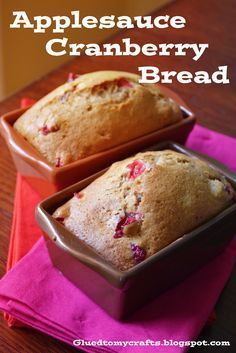 two loafs of applesauce cranberry bread in pans