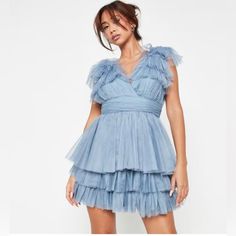 Blue Tulle Dress Never Worn Because The Item Arrived After The Event. Size 12 Uk (M), Size 8 Us Blue Tulle Dress, Size 12 Uk, Missguided Dress, Line Dresses, Blue Tulle, A Line Dresses, Tulle Dress, Skater Dress, Prom Dresses