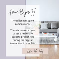 a living room filled with furniture and a quote about selling your home buyer top ten