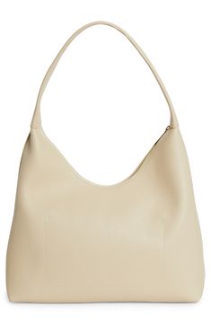 Soft and spacious, this hobo bag is fashioned from richly pebbled leather with a supple suede lining and simple shoulder strap. Top zip closure Shoulder strap Interior wall pocket Suede lining Leather Made in Italy Designer Handbags Classic Soft Leather Hobo Shoulder Bag, Chic Hobo Bag With Smooth Grain For Shopping, Smooth Grain Satchel Hobo Bag For Work, Workwear Satchel Hobo Bag With Smooth Grain, Chic Smooth Grain Hobo Bag For Shopping, Classic Hobo Bag With Smooth Grain, Classic Hobo Bag With Smooth Grain And Double Handle, Classic Hobo Bag Tote With Smooth Grain, Chic Pebbled Leather Shoulder Bag With Leather Lining