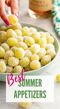 a bowl filled with powdered sugar balls and the words best summer appetizers