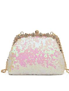 Women's Evening Bag Clutch Bags PU Leather Party Daily Shower Sequin Chain Durable Pink Crossbody Shoulder Bag For Party, Party Pouch Bag With Chain Strap, Pink Party Shoulder Bag With Chain Strap, Multicolor Crossbody Clutch For Party, Multicolor Shoulder Bag Clutch For Party, Pink Portable Shoulder Bag For Party, Pink Shoulder Bag With Chain Strap For Party, Pink Chain Strap Shoulder Bag For Party, Event Pink Bags With Chain Strap