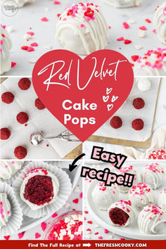 red velvet cake pops with white frosting and sprinkles