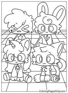 an image of cartoon characters coloring pages