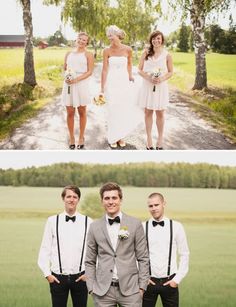 three pictures of men in tuxedos posing for the camera