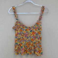 Fifty Street Floral Sleeveless Top Sz L Nwt! Beautiful Floral Sleeveless Top With Ruffles Throughout, Beautiful Stretch And Lovely Flowers! Size L. Measurements And Fabric Info And Pictures. Multicolor Sleeveless Summer Tops, Summer Sleeveless Multicolor Tops, Summer Sleeveless Tops With Floral Print, Sleeveless Summer Top With Floral Print, Sleeveless Camisole For Summer, Multicolor Tank Tops For Spring, Multicolor Sleeveless Casual Camisole, Summer Sleeveless Floral Print Top, Sleeveless Floral Print Camisole For Day Out