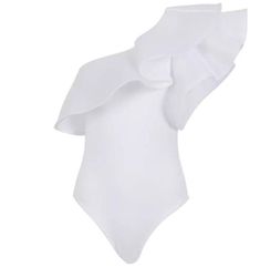 Sexy one shoulder ruffle bodysuit Ruffle Bodysuit, Rich Girl, One Shoulder, White