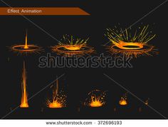 an image of fireworks and sparks in the night sky, set of four different views