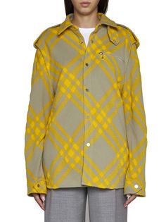 8% Polyamide, 62% Wool, 30% Alpaca \ Vicugna Pacos Designer Fall Tops With Lapel Collar, Designer Long Sleeve Yellow Tops, Burberry Coats & Jackets, Burberry Inspierd Shirt, Burberry Shirt, Rene Caovilla, Marine Serre, Pleats Please Issey Miyake, Jeans Jumpsuit