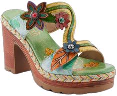 L'artiste By Spring Step, Spring Sandals, Spring Step Shoes, Size Chart For Kids, Womens Size Chart, Platform Heels, Colorful Flowers, Slide Sandals, Platform Sandals