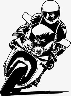 a black and white drawing of a person on a motorcycle